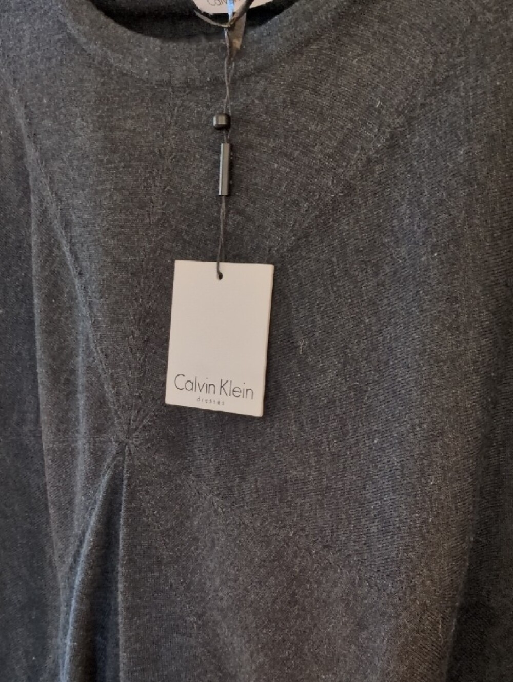 Calvin Klein Dark Charcoal Minimalist Batwing Short-Sleeve Knit Dress Size Small - Picture 3 of 11